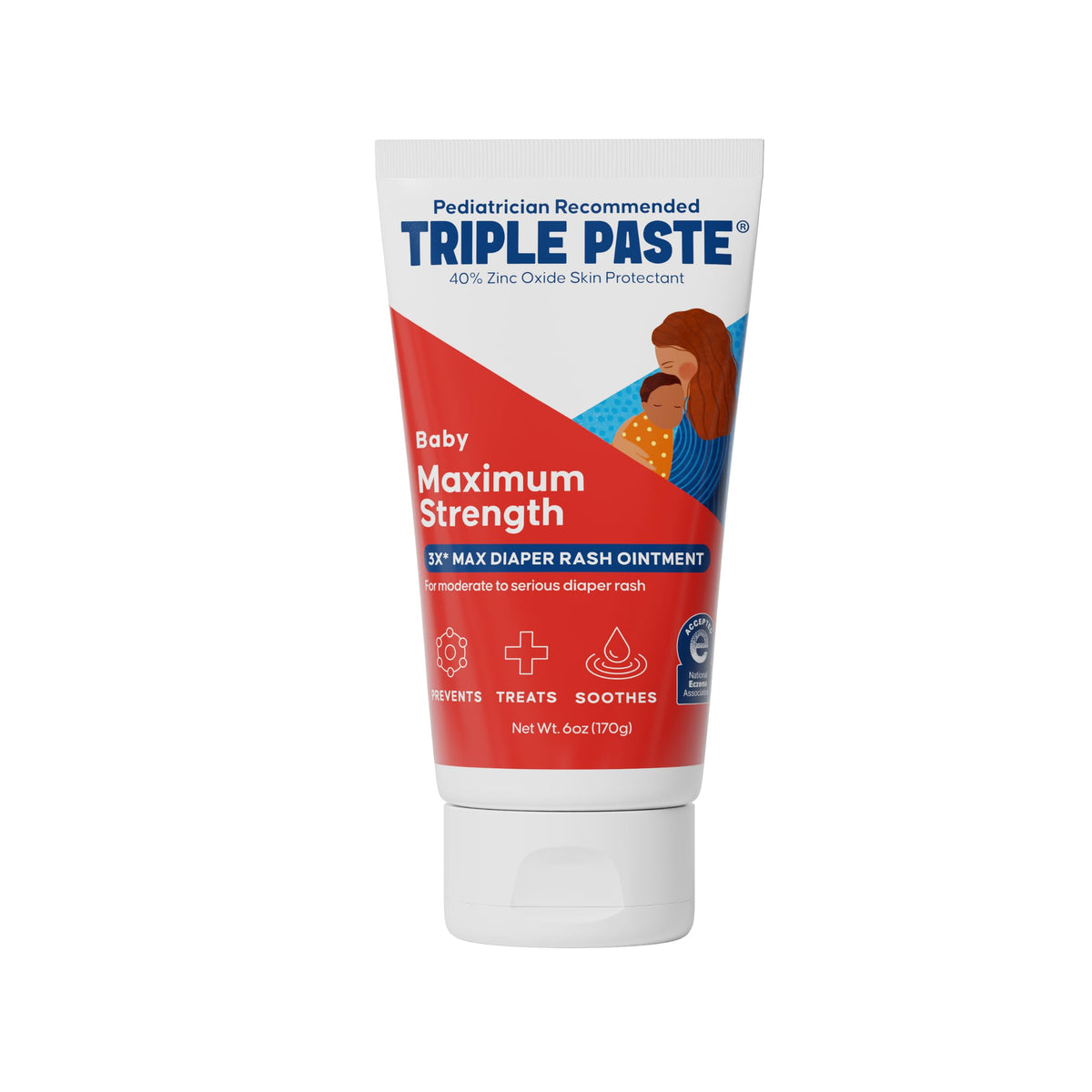 Triple Paste 3X Max Strength Diaper Rash Ointment, 40% Zinc Oxide, 6 oz