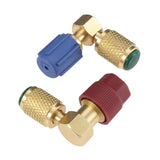 Aupoko R12 to R134A High/Low AC Port Retrofit Conversion Adapter Fitting Kit, R12 to R134A Retrofit Kit, Quick Coupler Valve A/C 90° Fitting, High and Low Side R-12 to R-134A Retrofit with 2 Caps
