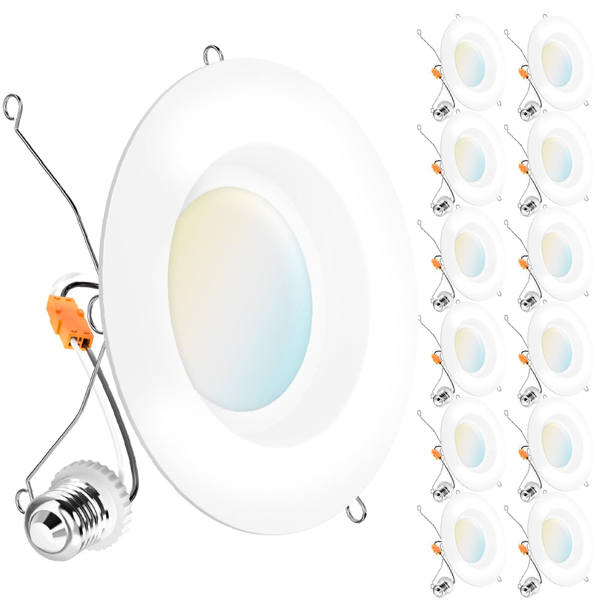 Sunco 12 Pack 5/6 Inch Smooth LED Retrofit Downlight, 965 Lumens, 2700K Soft White, 13W Dimmable, Damp Rated, Bedroom Living Room Bathroom, 120V - UL, FCC, RoHS