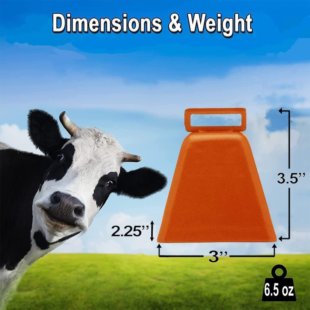 Bevin Bells Long Distance Cow Bells 10LD (Copper & Copper) | Christmas Bells | Made from Steel | Loud Noise Makers | w/White Strap Around The Handle | Easier to Hold | Made in CT, USA