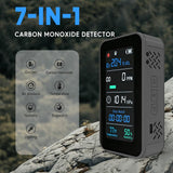 GZAIR Portable 7-in-1 Multi Gas Detector, O2 CO Gas Monitor with Temperature Humidity Air Pressure Sensors, Rechargeable Device with Data Logging and Flashlight