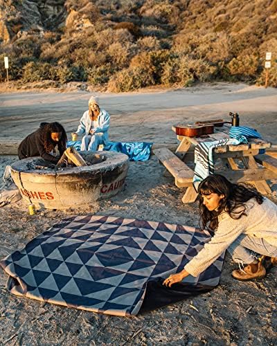 Nomadix Festival Blanket - Perfect for Picnics, Camping, & Lawn Seating - Plush Top & Water Resistant Base - Made with Post Consumer Recycled Materials - 60x70 (Stripes Retro)