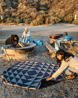 Nomadix Festival Blanket - Perfect for Picnics, Camping, & Lawn Seating - Plush Top & Water Resistant Base - Made with Post Consumer Recycled Materials - 60x70 (Stripes Retro)