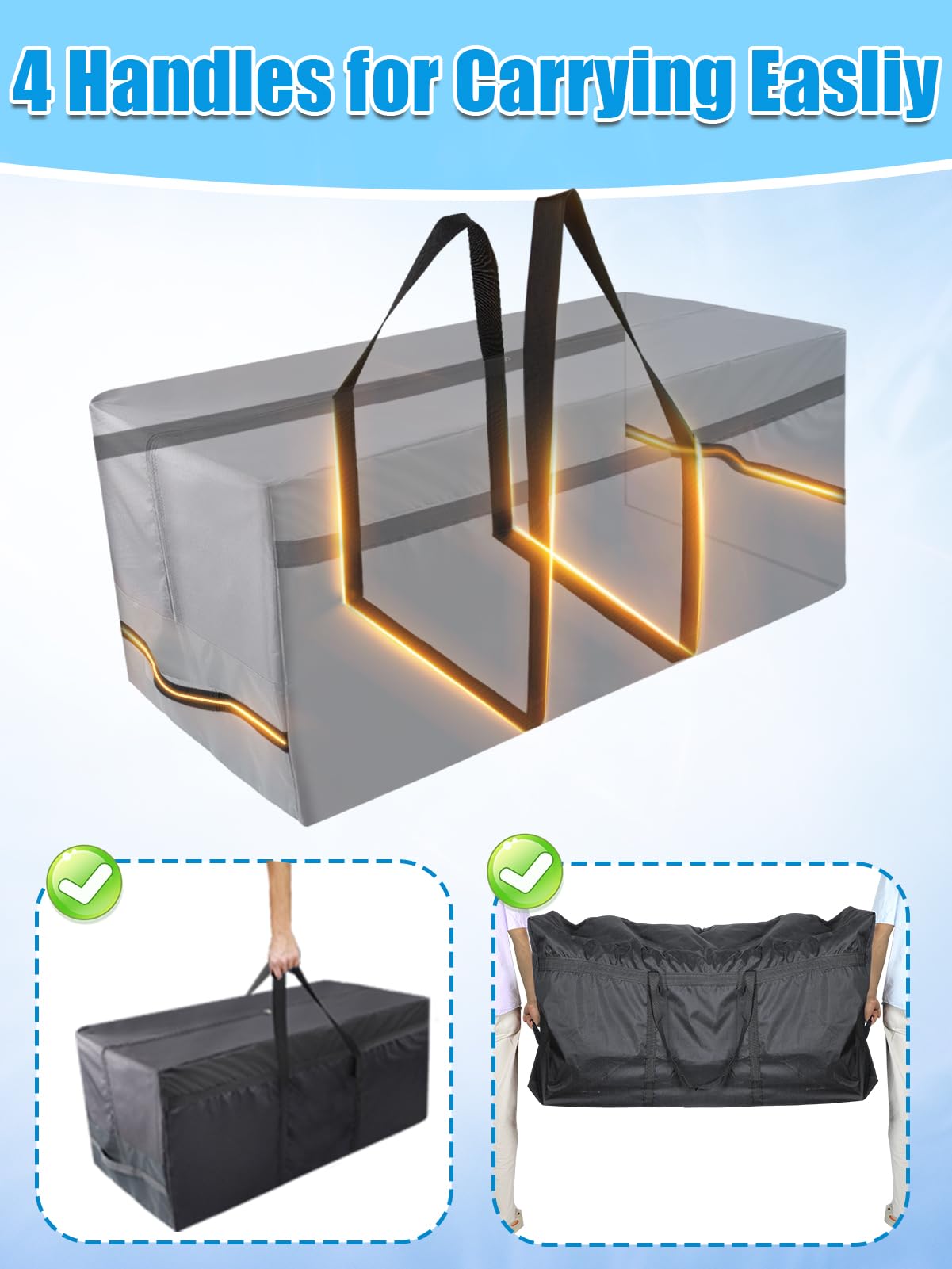 Aulock 140 Gallon Extra Large Storage Bags - Heavy-duty Pool Cover Storage with 4 Carrying Handles, Christmas Tree Bag, 56''x24''x24''