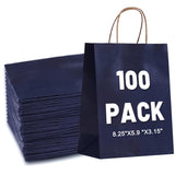 LIHOMR Gift Bags 8.25" x5.9 x3.15 100Pcs Paper Bags with Handles,kraft paper Bags for Small Business Christmas Bags, Wedding, Party Favor, Shopping, Lunch, Halloween Trick-or-Treat(Navy blue)
