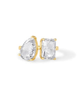PAVOI 14K Yellow Gold Plated Toi Et Moi Radiant-Cut Pear-Shaped CZ Stones