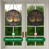 Tree of Life Suncatcher Indoor/Outdoor Stained Glass Window Hanging - Handmade Stained Glass Suncatchers for Windows Hanging - Decoration for Home Garden Christmas Party Wedding Housewarming Gifts