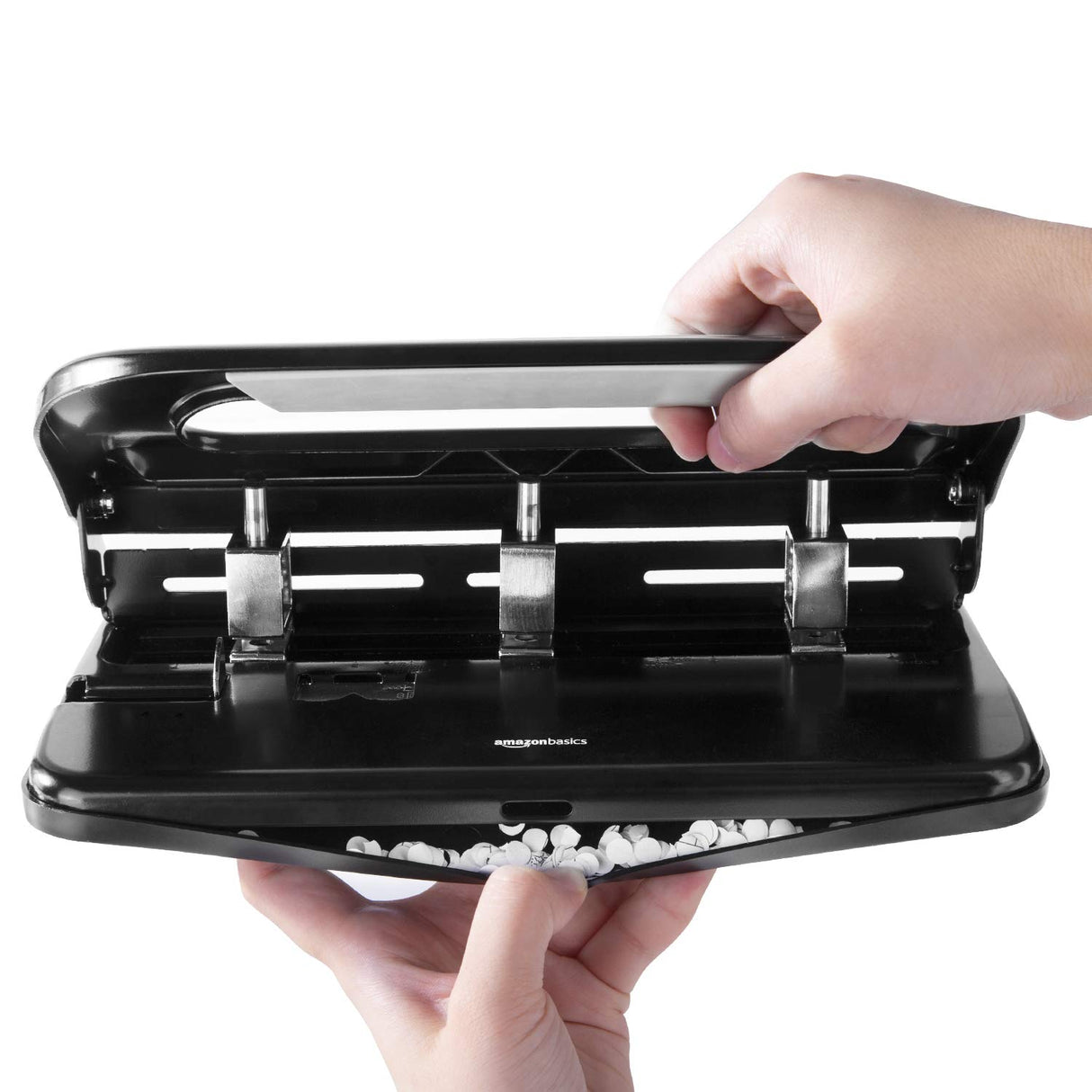 Amazon Basics Semi-Adjustable 3-Hole Punch, 30 Sheet Capacity, Black