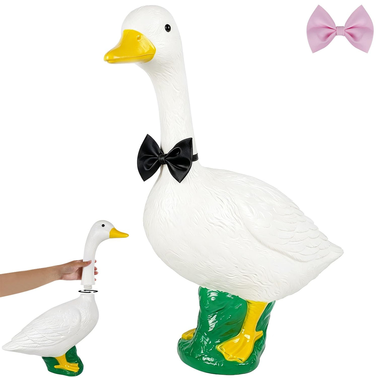 Stentec 23 Inch White Large Goose Garden Statue, Plastic Geese Figurine with Posable Adjustable Neck Design, Weatherproof for Yard Art Lawn Patio Porch Farmhouse Indoor Outdoor Home Decor