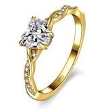 Yaresul 925 Sterling Silver Promise Ring for Her, Gold Heart Rings Size 7