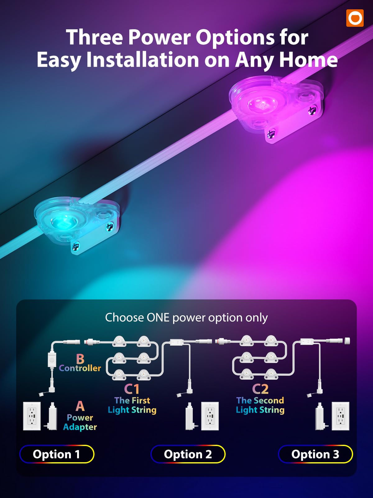 addlon 200FT Permanent Outdoor Lights, RGB+IC Smart LED Outdoor Lights for House, App & Remote Control, DIY Scene Mode, IP67 Waterproof Christmas Light, Holiday, Party, Halloween Decorations