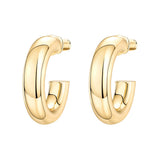PAVOI 14K Gold Plated 6.5mm Chunky Open Hoop Earring for Women, Yellow Gold