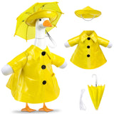 PaLuQiYa 3 Pcs/Set Raincoat Porch Goose Outfits, Summer Lawn Goose Statue Raincoat Costume, Yard Goose Clothes Raincoats Umbrella Hat Outfit for 23" Statue Patio Garden Decoration Yellow