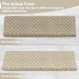 PURE ERA Bullnose Carpet Stair Treads Tape Free Non-Slip Indoor Stair Protectors Pet Friendly Stair Treads for Wooden Steps 9.5" x 30"(14 Pieces,Cream Gray Mini-Diamond Trellis)