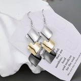 GLPAHA Tri-color Square shiny Drop Earrings for women 925 Sterling Silver Hooks