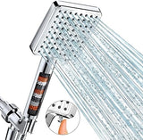 Filtered Shower Head - 6 Modes High Pressure Handheld Shower Head with Filter Mineral Beads, Detachable Handheld Showerhead Set with Stainless Steel Hose and Shower Arm Bracket