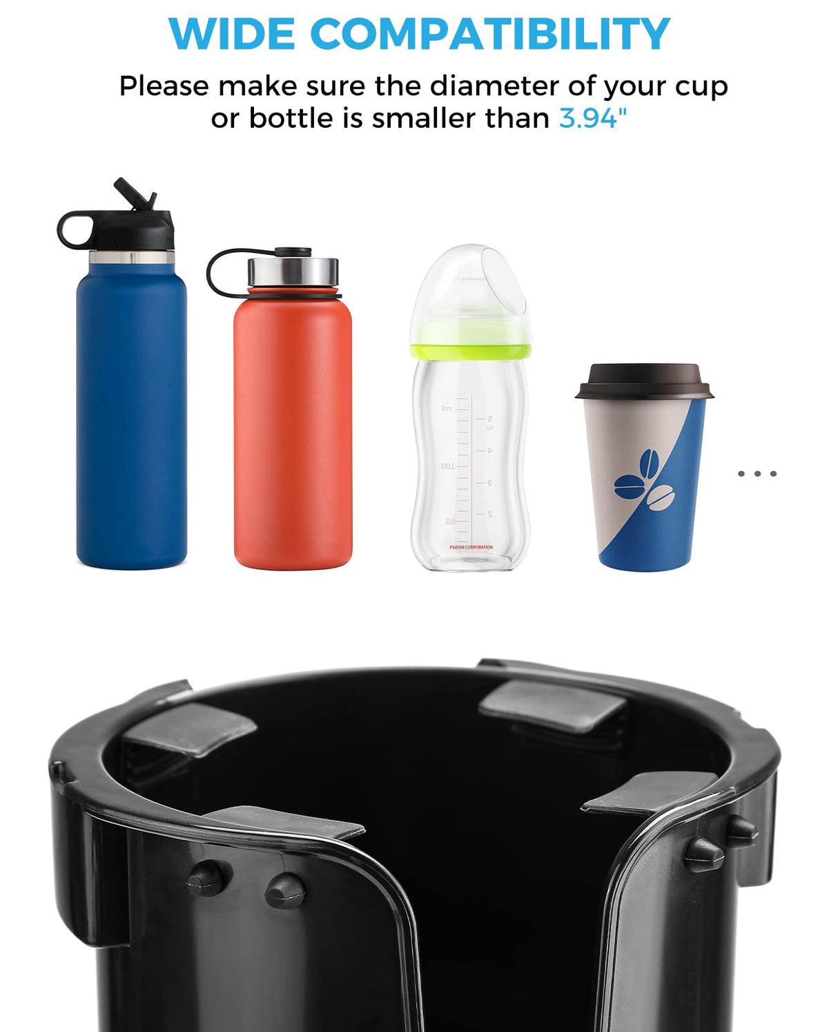 JOYTUTUS Wheelchair Cup Holder, 2-in-1 Walker Cup Holder with 4.72'' Small Storage Box, Drink Holder for Bottle with Handle, Fit for Wheelchair, Walker, Rollator, Stroller, Camper, Golf cart (Small)