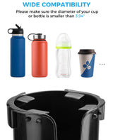 JOYTUTUS Wheelchair Cup Holder, 2-in-1 Walker Cup Holder with 4.72'' Small Storage Box, Drink Holder for Bottle with Handle, Fit for Wheelchair, Walker, Rollator, Stroller, Camper, Golf cart (Small)