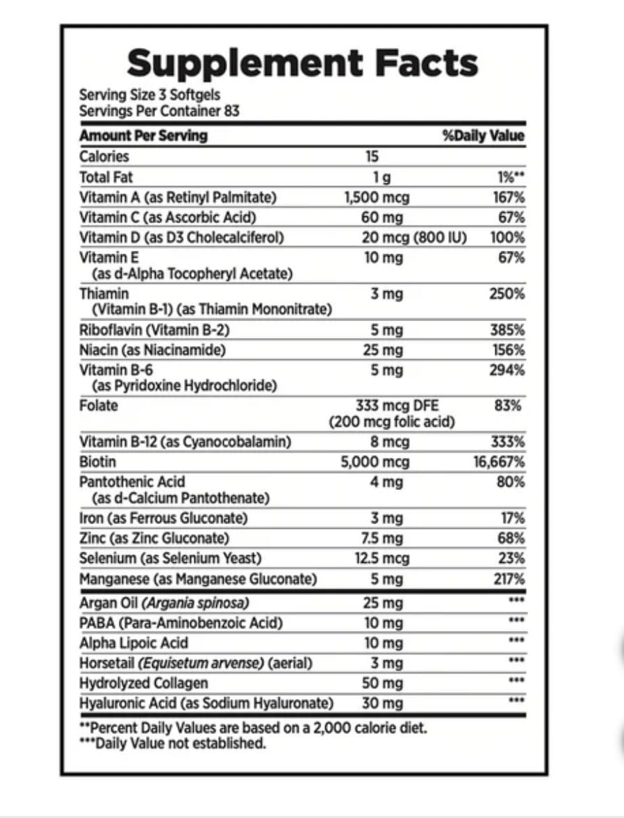 Nature's Bounty Hair, Skin and Nails, 250 Softgels (2 Pack)