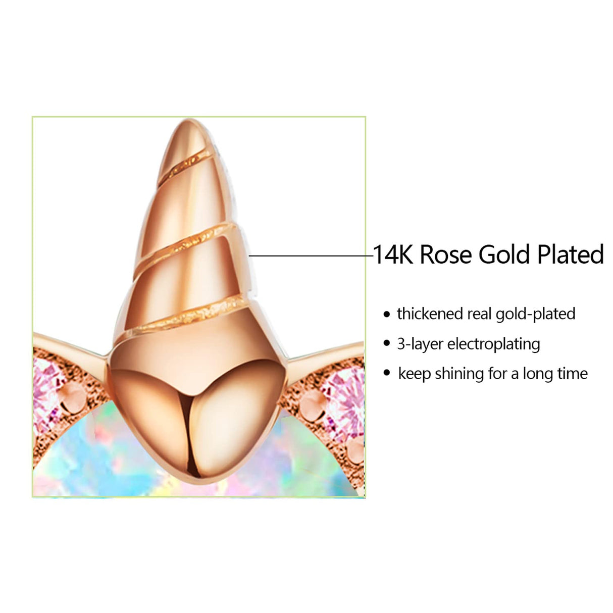 Rose Gold Plated Unicorn Earrings, 14K Hypoallergenic Earrings for Kids ARSKRO S925 Sterling Silver Post Cute Tiny Small Fire Opal Stud Jewelry Gifts for Little Teen Girl Sensitive Ears