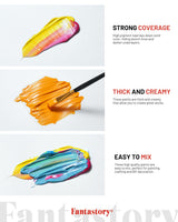 Fantastory Acrylic Paint Set, 24 x 60 ml with 12 Brushes; Christmas Acrylic Paint, Waterproof; For Artwork & DIY Projects on Canvas, Wood, Glass, Clay, Fabric, Ceramic, Paper, Canvas