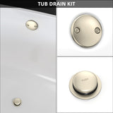 All Metal Tip-Toe Bathtub Drain Kit with Two-Hole Overflow Faceplate and Universal Fine/Coarse Thread Assembly, Bath Tub Drain Kit fits All Bathtub -Brushed Nickel