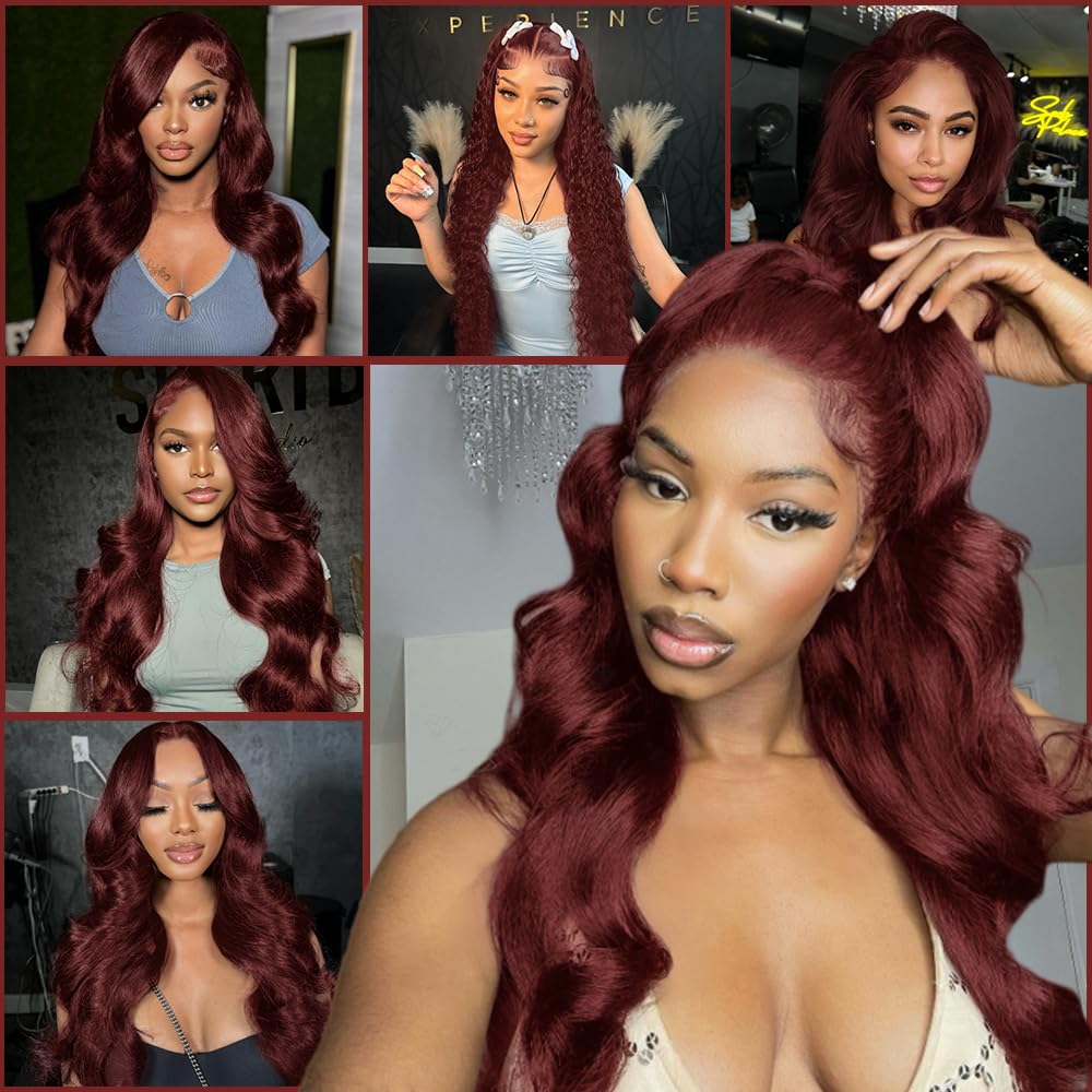 KEKEYY Reddish Brown Lace Front Wigs 28 Inch Pre-Plucked 200% Density Body Wave HD Lace Lace Frontal Wig with Baby Hair Glueless Wigs