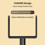 YUMORE Heavy Duty Toilet Paper Holder Stand, Extra-Weighted Base No Tipping, Stainless Steel Toilet Paper Stand, Free Standing Floor Tissue Roll Holder for Bathroom, Matte Black 200UP