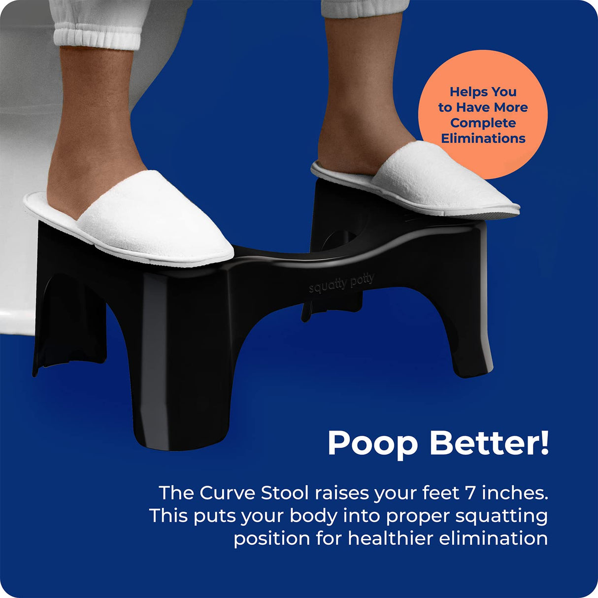 Squatty Potty The Original Bathroom Toilet Stool, Curve Lightweight with Sleek and Modern Design, Black, 7"