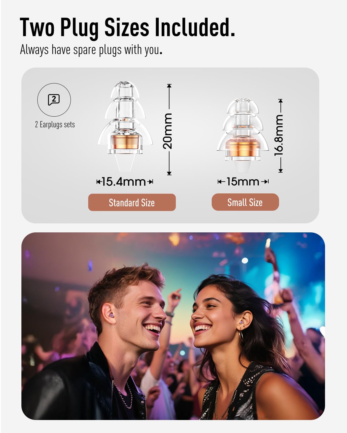 Hearprotek Concert Ear Plugs, 2Pairs Reusable high Fidelity Musician Ear Plugs for Concerts Loud Music-Noise Reduction Ear Protection earplugs for Rave,Festival,Music,Tinnitus Relief