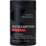 Sports Research Triple Strength Astaxanthin 12mg with Organic Coconut Oil - Antioxidant Supplement, Non-GMO Verified & Gluten Free - 60 Softgels