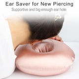 Heal n Hope Silky Satin Piercing Pillow Ear Pillows Donut with Hole for Ear Pain CNH Piercing Pain Relief Sleeping Pressure Sore Side Sleepers Smooth Cooling Ear Guard Protector, Coral