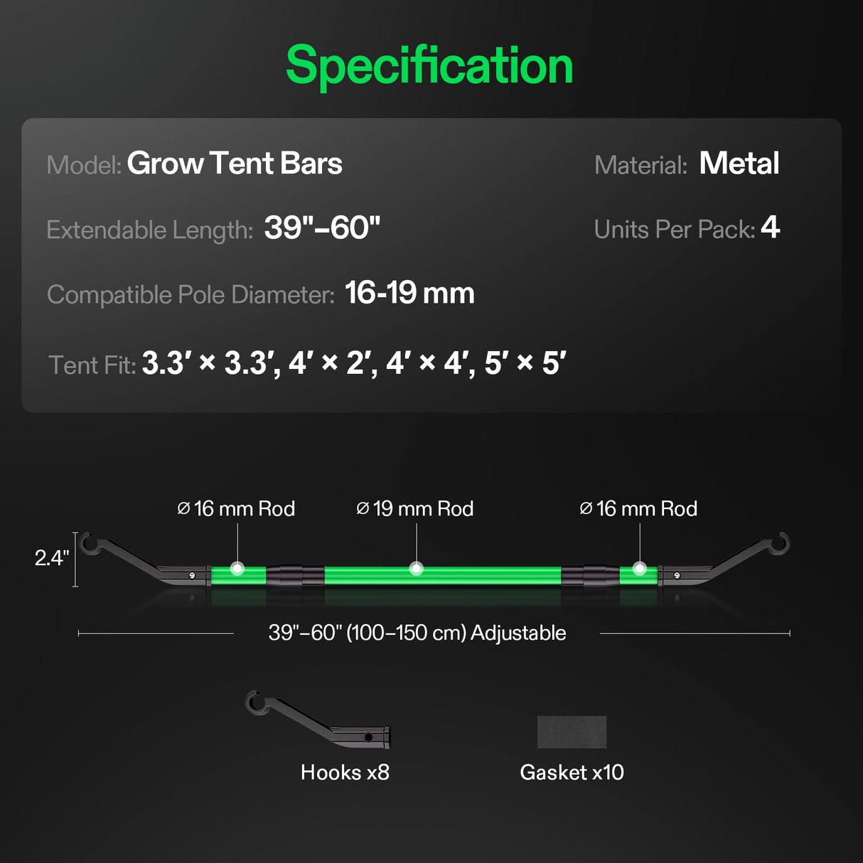 VIVOSUN Grow Tent High CFM Kit for 3.3×3.3, 4×2, 4×4, 5×5 Grow Tent