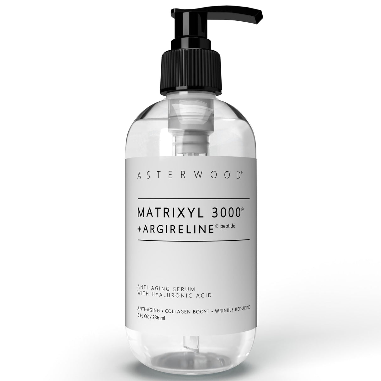 Asterwood Matrixyl 3000 + Argireline Serum with Hyaluronic Acid - Anti-Aging, Wrinkle Reducing, Collagen Boosting - Fragrance-Free - 8 Fl Oz