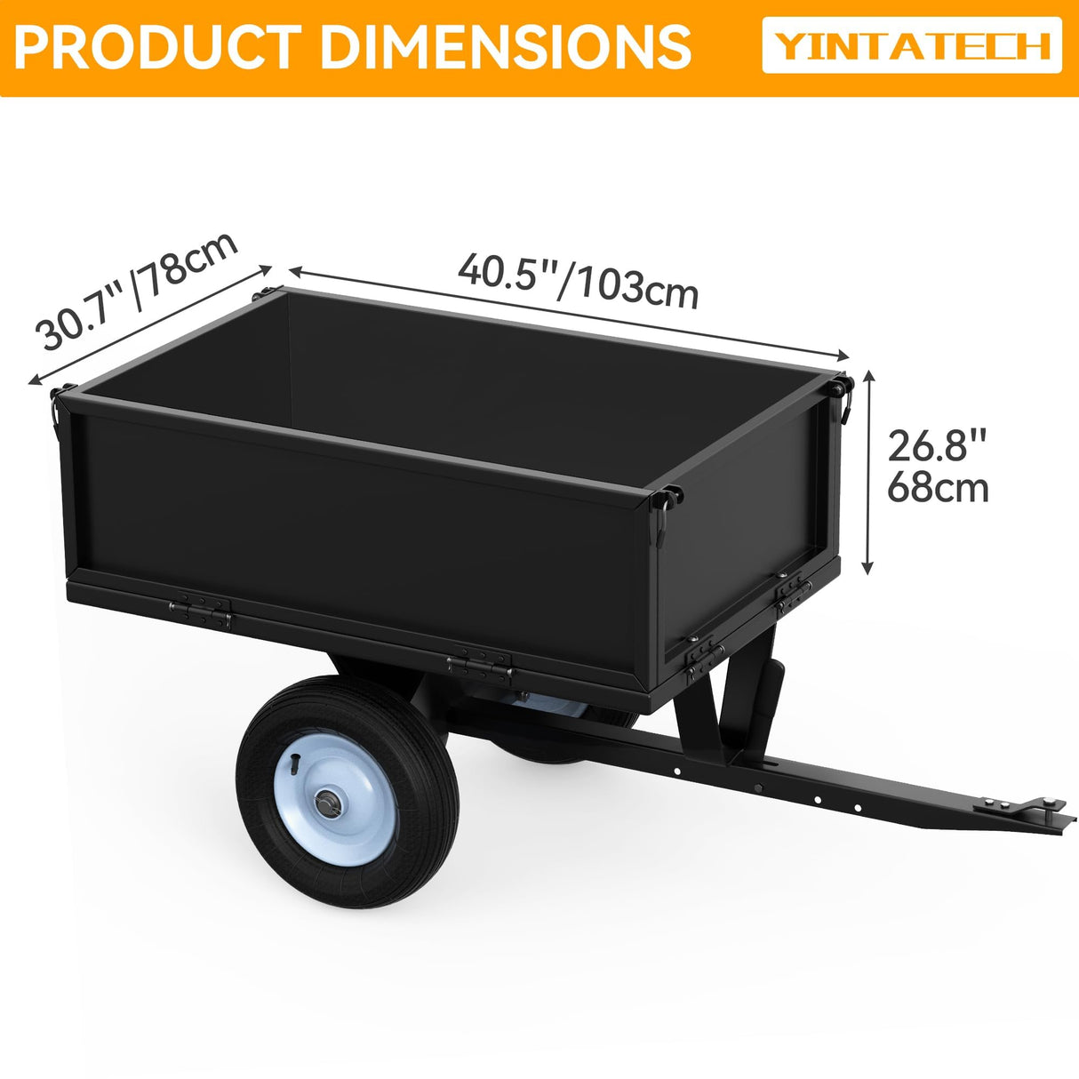YINTATECH ATV Trailer Steel Dump Cart, Heavy Duty Pull Behind Dump Trailer