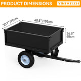 YINTATECH ATV Trailer Steel Dump Cart, Heavy Duty Pull Behind Dump Trailer