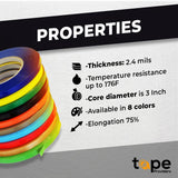 WOD Light Blue Produce Poly Bag Sealing Tape, 3/8 inch x 180 yds. (Pack of 10) for Packaging and Sealing of Meat, Gifts, or Ice Bags BSTC24PVC