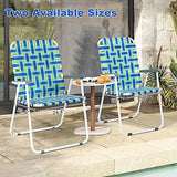 VINGLI Oversize Patio Lawn Webbed Folding Chairs Set of 2, Outdoor Beach Chair Portable Dining Chair for Outdoor Yard, Garden (Blue, Oversized)