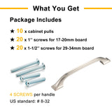 BEROSSA 10 Pack Brushed Nickel Cabinet Pulls 3 Inch Satin Nickel Cabinet Handles Nickel Hardware for Kitchen Cabinets 8222 Drawers Bedroom Dresser Bathroom Vanity Cupboard