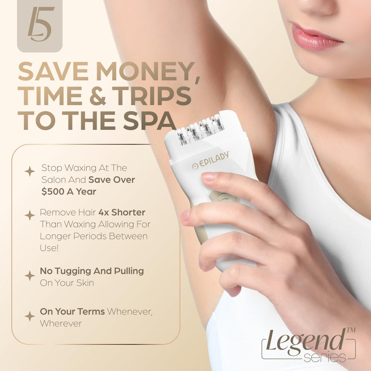 Epilady Legend 5 Rechargeable Epilator, 56 Tweezers, Dual Speed, Full-Body Epilator for Women, Auto Shut Off, Travel Case, Cleaning Brush