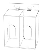 QWORK Clear Acrylic Mask and Glove Organizer – Dual Compartment Dispenser for Office & Home Use