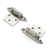 Ravinte 50 Pack (25 Pairs) 1/2 inch Overlay (Variable) Cabinet Hinges, Self-Closing Semi-Concealed Face Mount, Satin Nickel Decorative Hardware with Door Bumpers for Kitchen & Cupboard Doors, Silver