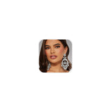 XSBODY Costume Silver Large Rhinestone Earrings Dangling Trendy Bling Oversized Statement Earrings For Women Formal (Silver-01)