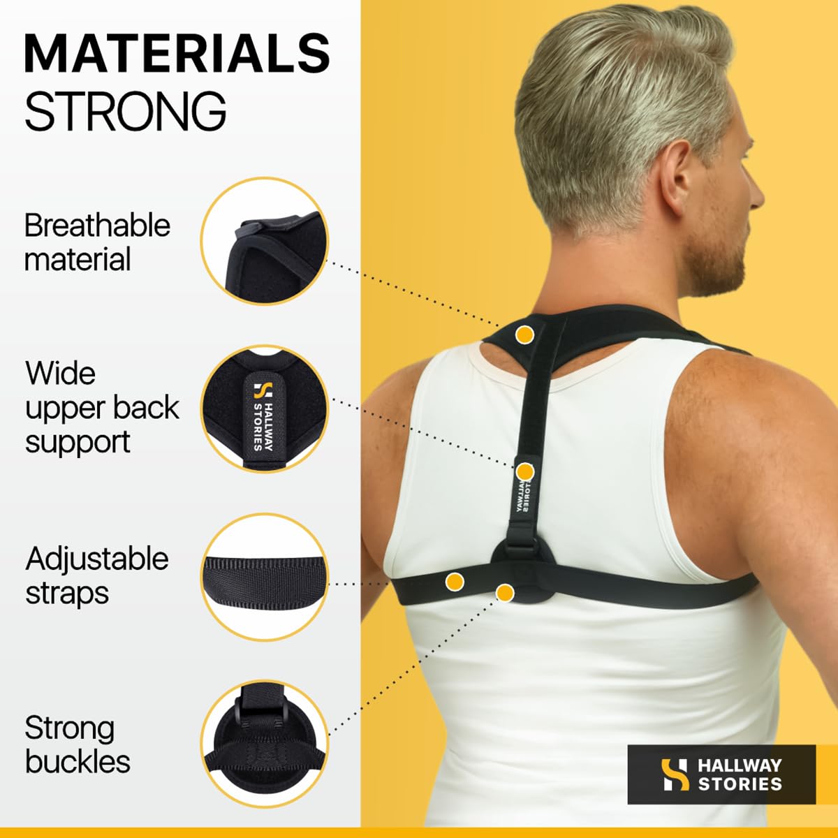 Posture Corrector Back Brace for Women & Men - Adjustable Straps for Neck & Shoulder Comfort, Breathable Upper Back Straightener, Invisible Under Clothes, Comfortable Ergonomic Design (28-48") (28-48")
