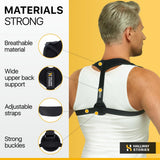 Posture Corrector Back Brace for Women & Men - Adjustable Straps for Neck & Shoulder Comfort, Breathable Upper Back Straightener, Invisible Under Clothes, Comfortable Ergonomic Design (28-48") (28-48")