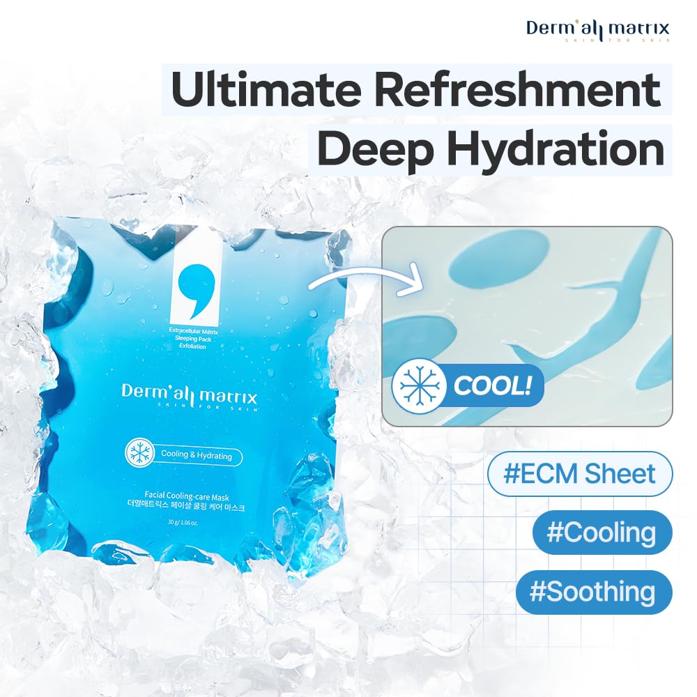 DERM·ALL MATRIX] Facial Cooling Care Mask 30g x 5 sheets. ECM. Deep hydration & Exfoliation. Cooling soothing effect.Natural Hydration & Refreshing Coolness.Korean Sheet Mask.