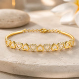 Amy & Annette 14K Gold Plated Heart Bangle Bracelet for Women with Crystals - Adjustable Gold Bangles, Heart Bracelets for Women, Cute Bangle, Gold Plated Bracelets