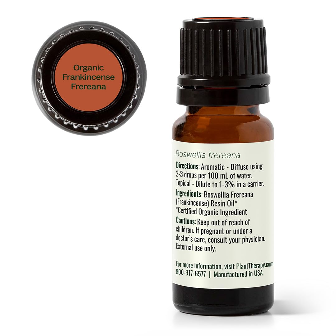 Plant Therapy Organic Frankincense Frereana Essential Oil 100% Pure, USDA Certified Organic, Undiluted, Natural Aromatherapy, Therapeutic Grade 10 mL (1/3 oz)