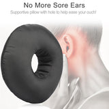 Heal n Hope Silky Satin Piercing Pillow Ear Pillows Donut with Hole for Ear Pain CNH Piercing Pain Relief Sleeping Pressure Sore Side Sleepers Smooth Cooling Ear Guard Protector, Black
