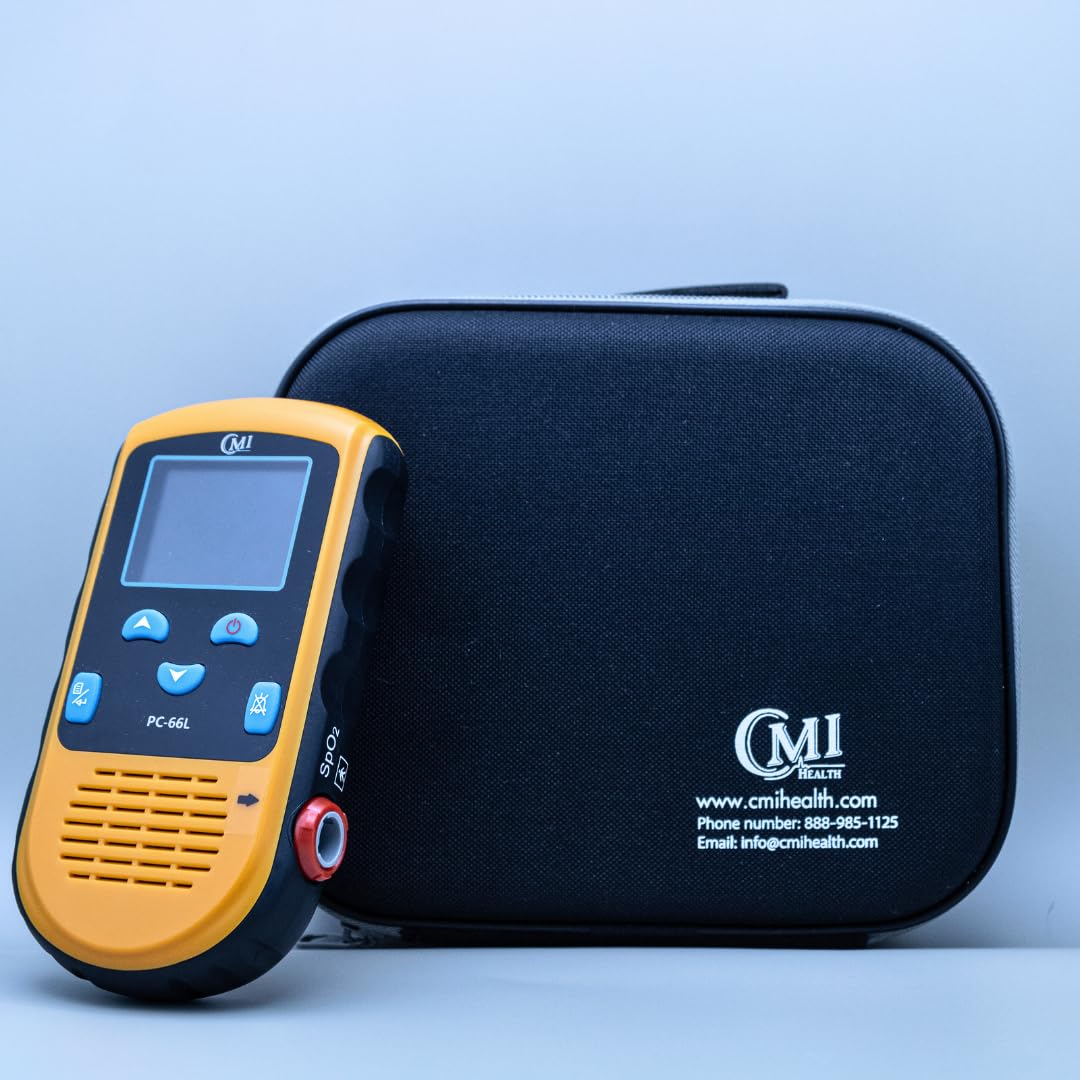 CMI Health Rechargeable Pulse Oximeter - Continuous Infant Monitoring (Up to 25 lbs) & Adult Finger Spot-Checking - Adjustable Alarm for Pulse Rate and SpO2 Levels - Carry Case